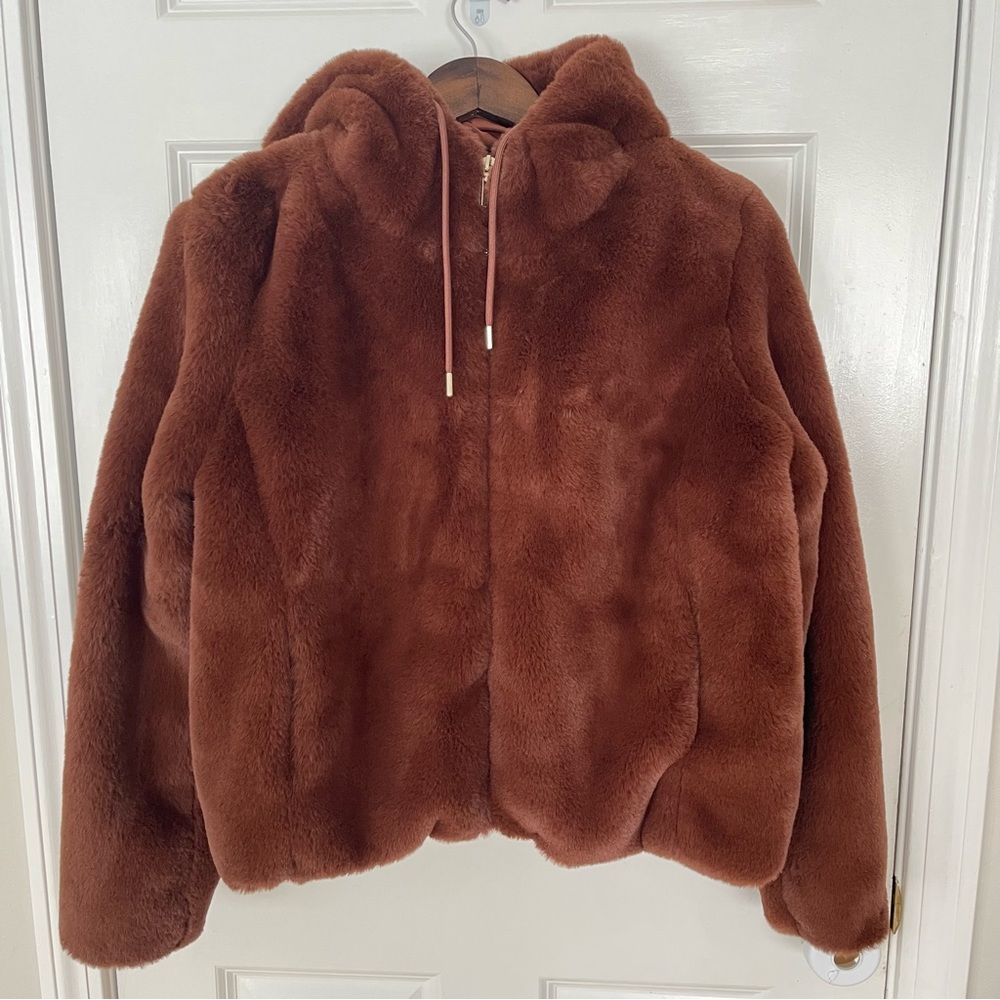 Rachel Zoe Brown Faux Fur Jacket